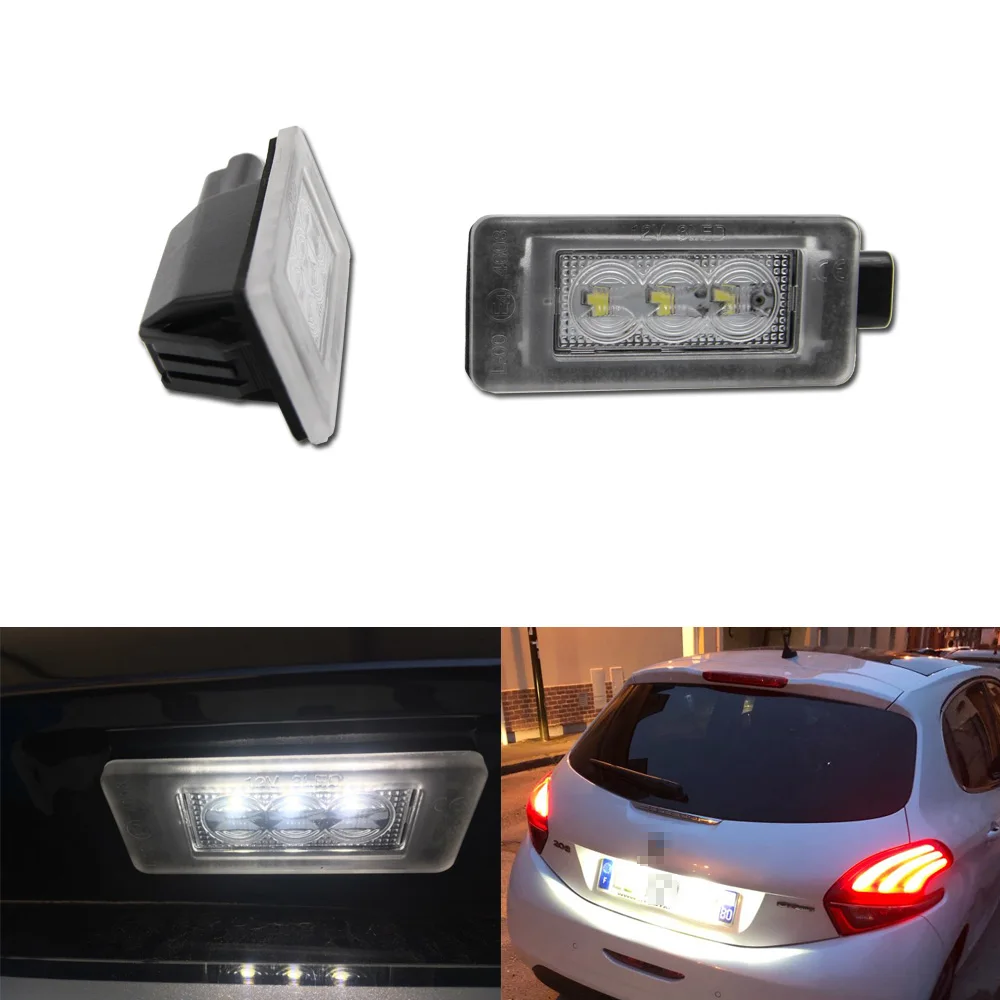 

2X For Peugeot 207 CC 308 MK2 2008 208 508 5008 Citroen C3 C4 C5 DS3 DS5 LED License Number Plate Light Rear Canbus #9682403680