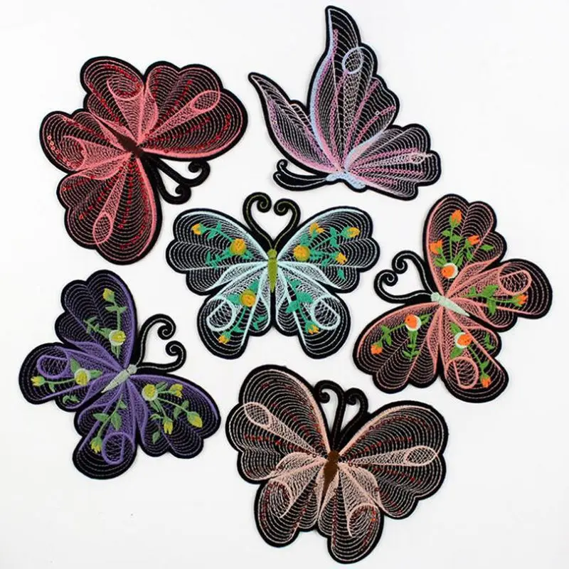 Iron On Patches For Clothing Multicolor 3D Paillette Sequin Butterfly Embroidery Patch Appliques Badge Stickers For Clothes