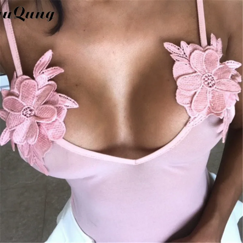 

yuqung Transparent mesh floral Bodysuit Women Y2K Sexy v neck Romper Summer short Playsuit overalls Jumpsuit Beach