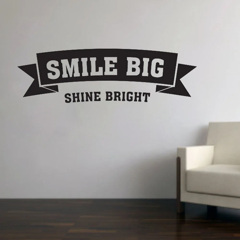 Wall Decals Quotes Dental Tooth Art Wall Sticker Vinyl Decors Shine Bright Smile Big Dental Care Teeth Clinic Removable B390