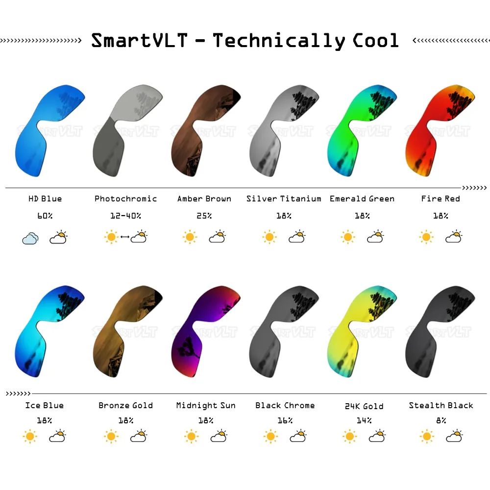 Verres de rechange polarisés SmartVLT pour lunettes de soleil Oakley Holbrook wing 9102, plusieurs options