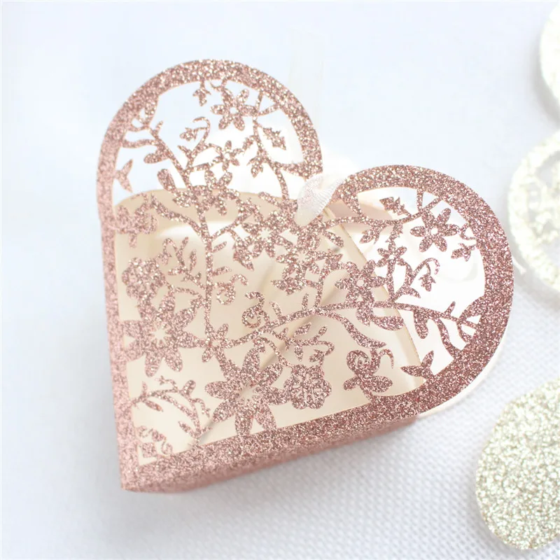 

Glittery candy box for event party floral laser cutting wedding supply 100pcs/lot