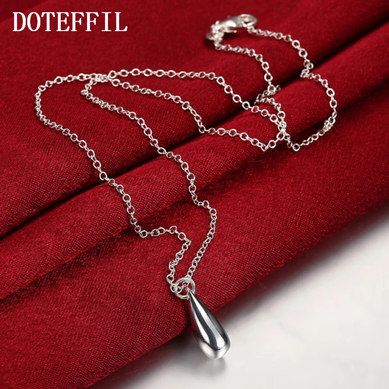 

DOTEFFIL 925 Sterling Silver 18 Inch Chain Raindrop/Drop Pendant Necklace For Women Charm Wedding Engagement Fashion Jewelry