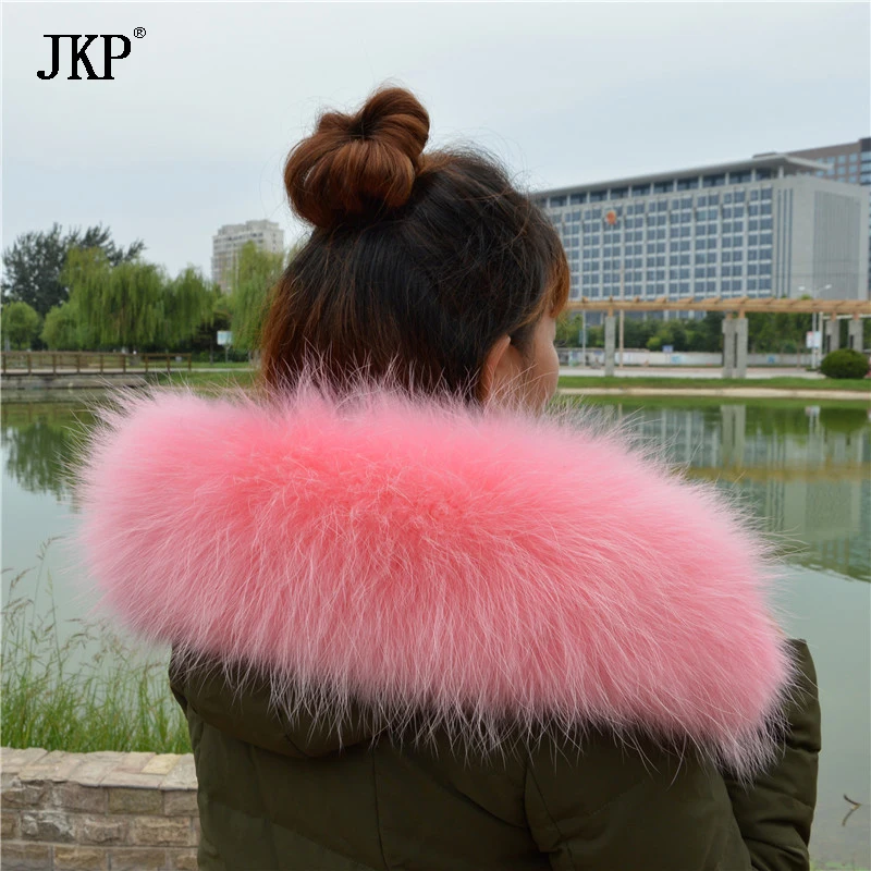 Winter 100% Real Natural Raccoon Fur Collar & Womens Scarfs Fashion Coat Sweater Scarves Collar Luxury Neck Cap WJ40