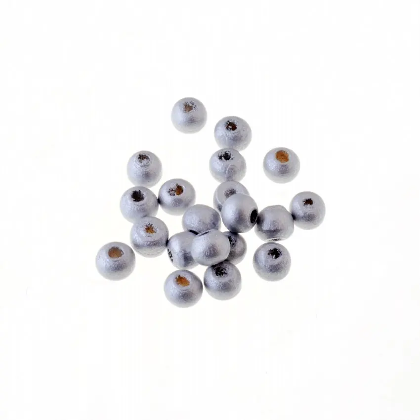 100pcs 8x7mm Silver Color Round Wooden Beads Wood Findings DIY Crafts Kids Toys Spacer Beading Bead Jewelry Making DIY