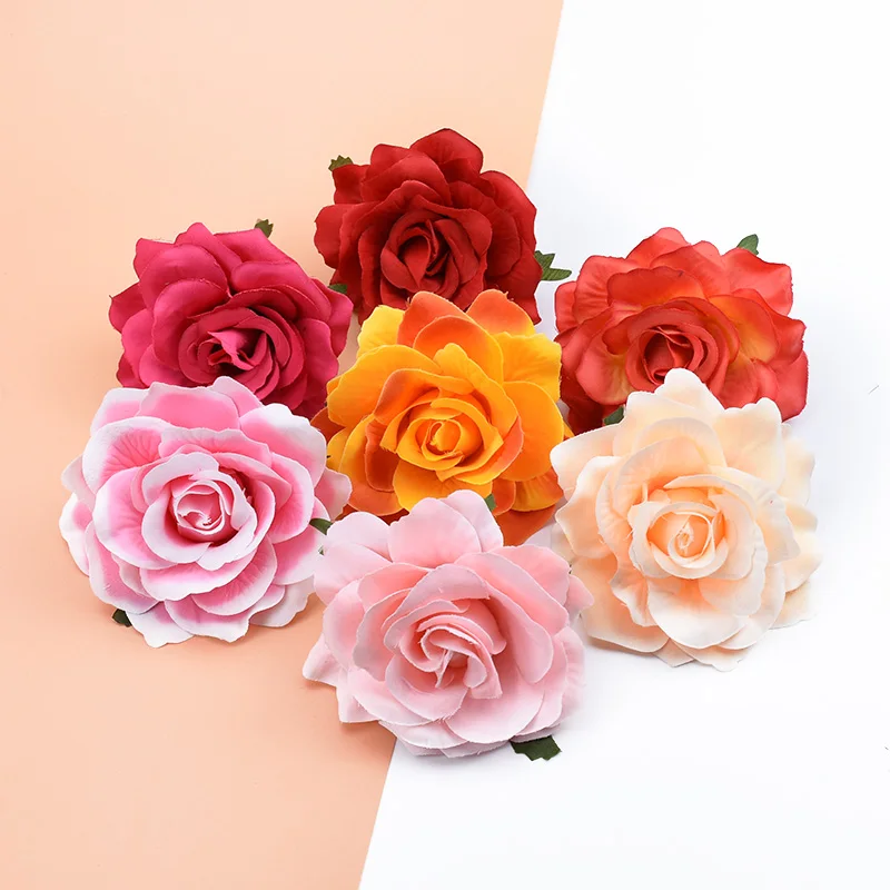 

10pcs Artificial Flowers for Home Wedding Decoration Christmas Wreath Bride Brooch DIY Handmade Gifts Box Silk Roses Wall