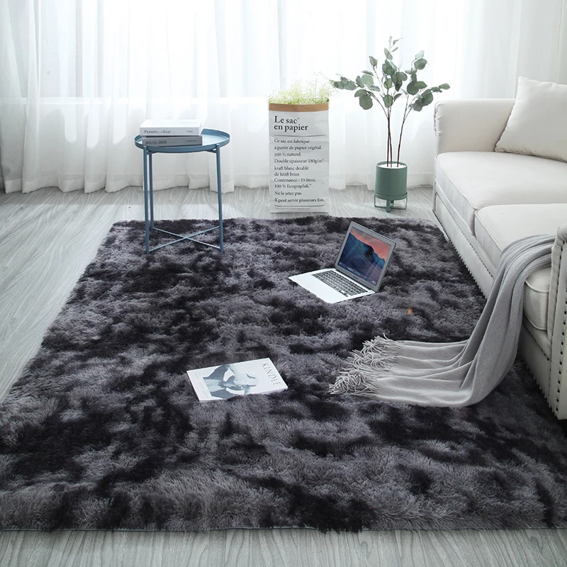 2020 Mottled tie dyed gradient carpet living room long hair washable mat encryption thickening rug soft and comfortable blanket