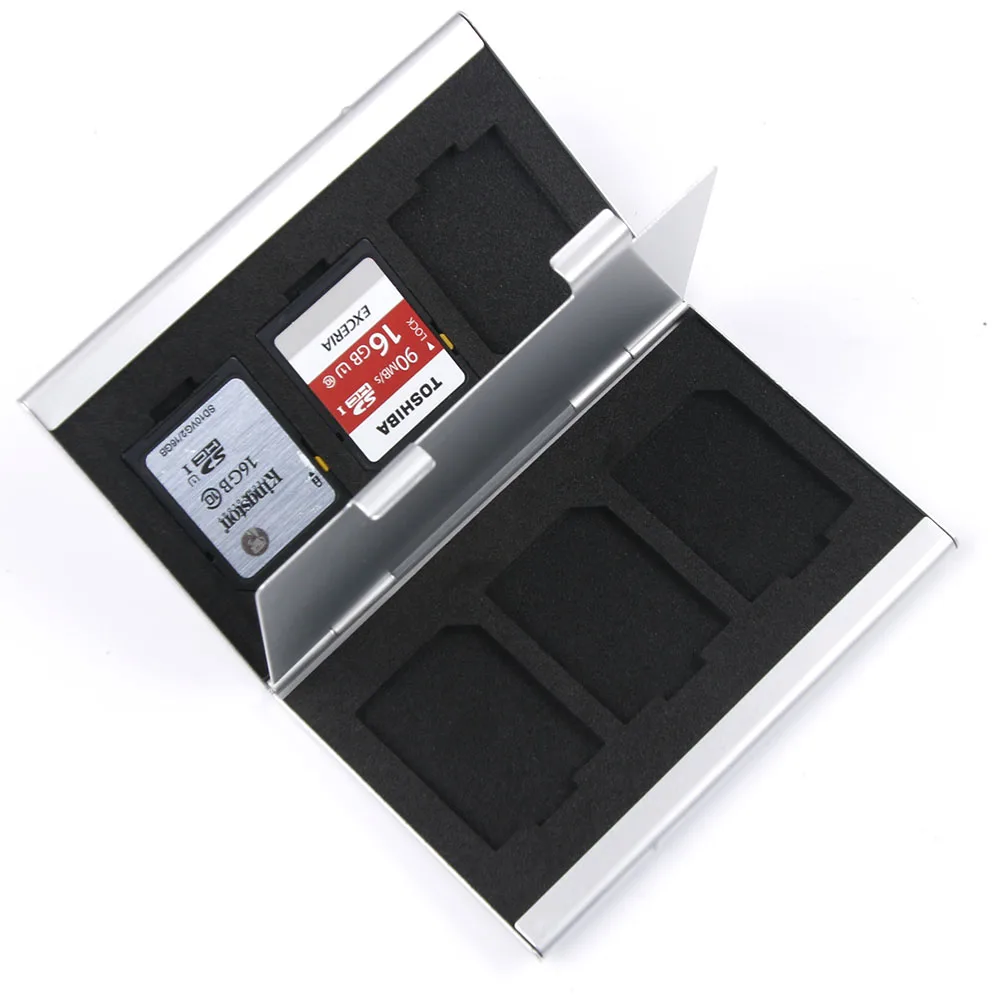 Metal MMC Memory Card Aluminium Alloy Storage Box Kamera 6 Case untuk SD MMC TF Memory Card Storage Card Case untuk Card Protection