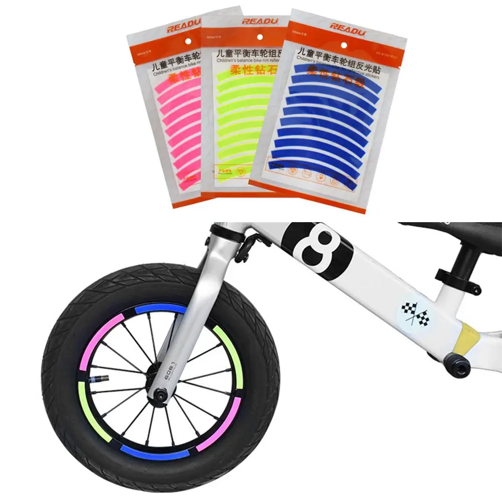 Bike Reflective Stickers Wheel Decals Reflective Tape Safety Strips Bicycle Wheel Stickers For Children Balance Bike Accessories image 6