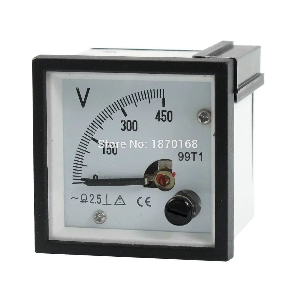 99T1 AC 0 - 250V 300V 450V Fine Tuning Dial Panel Analog Voltage Meter Voltmeter White Black48MM