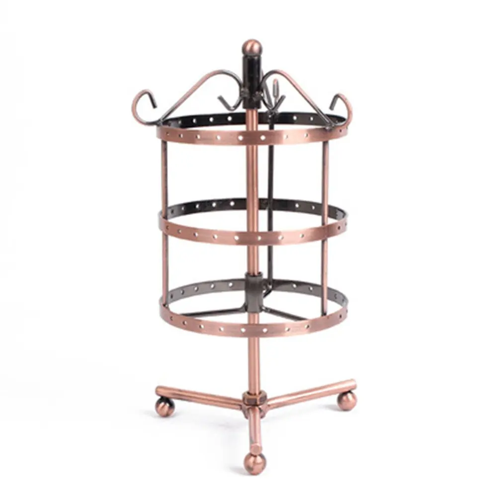 SZanbana 3Tiers Black Rotating Spin Table 72 Holes Earring Organizer Jewelry Display Stand Four Colour (Bronze/Pink/White/Black)