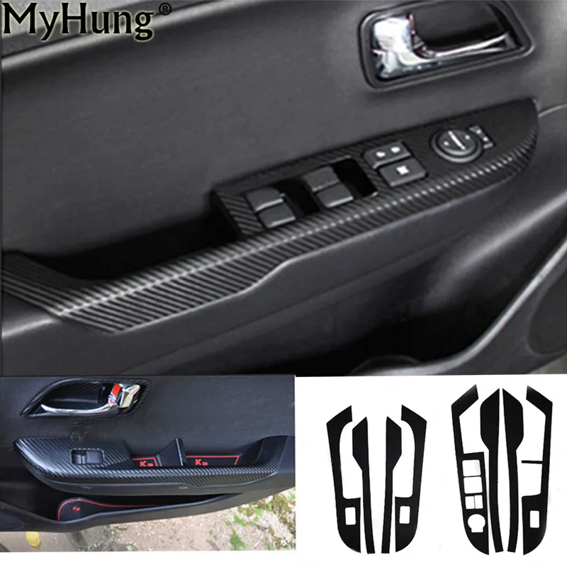 

8pcs For KIA Rio K2 Car Carbon Fiber Stickers Door Panel Armrest Sticker Auto Accessories car styling