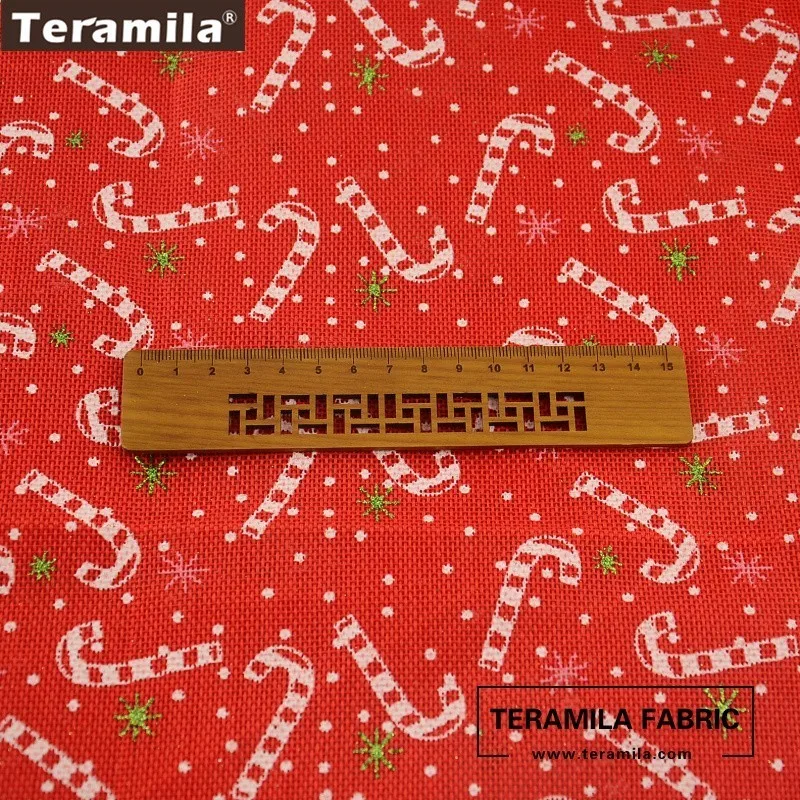 Teramila Composite Fabric 50cmx150cm/piece Red Christmas Crutch Design For Bags Carfts Gifts Stocking Decroations Home Textile