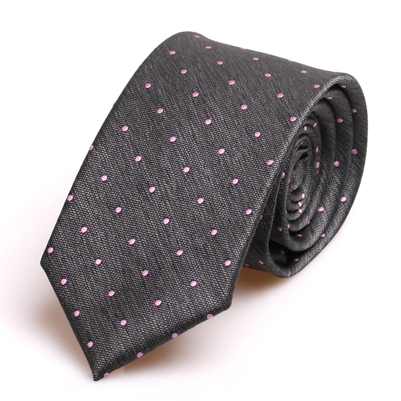 

High Quality Gray Red Dot Men's Standard 7CM Tie Fashionable Shirt Accessories Business Banquet Party Hands Knot Necktie Gifts