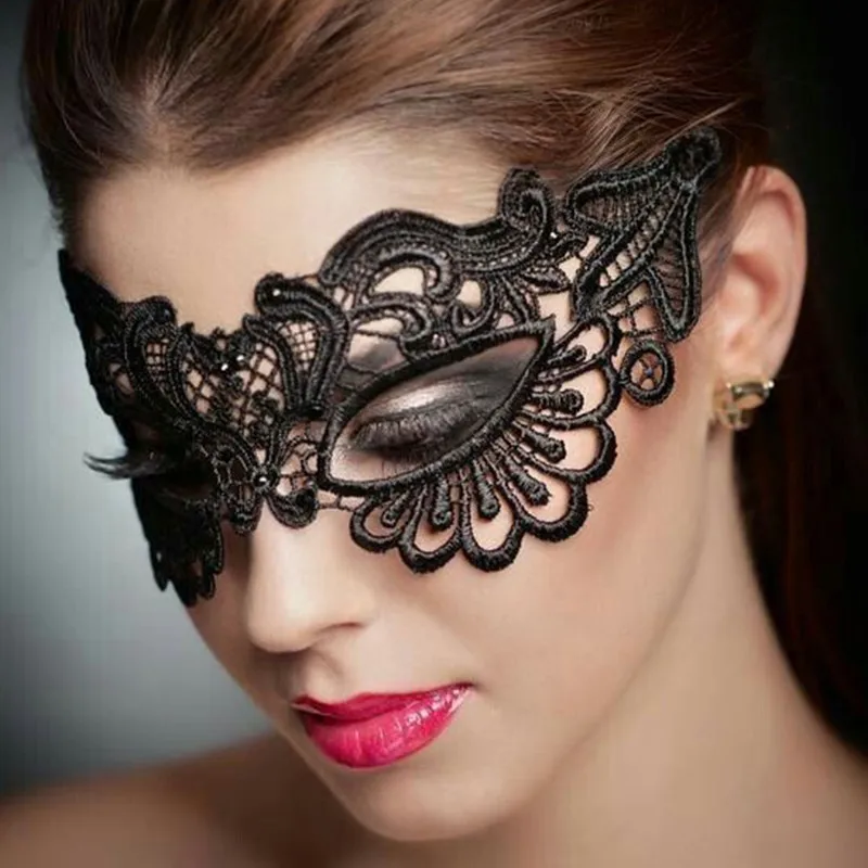 Erotic Lingerie For Women Black Lace Transparent Eye Mask Cosplay Halloween Party Sexy Costumes Sex Products Sex Toys for Woman