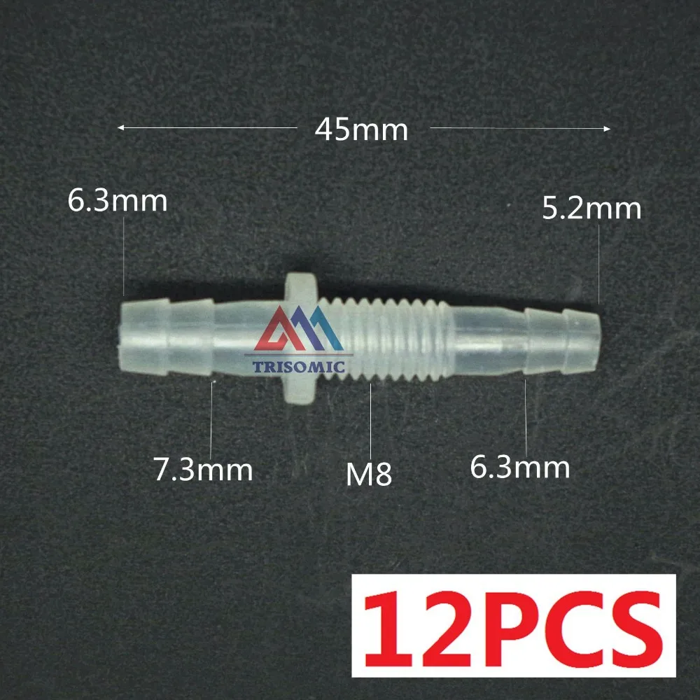 12 pieces 5mm-M8-6mm Straight Reducing Connector Plastic Fitting Barbed Reducing Connector Metric Material PP