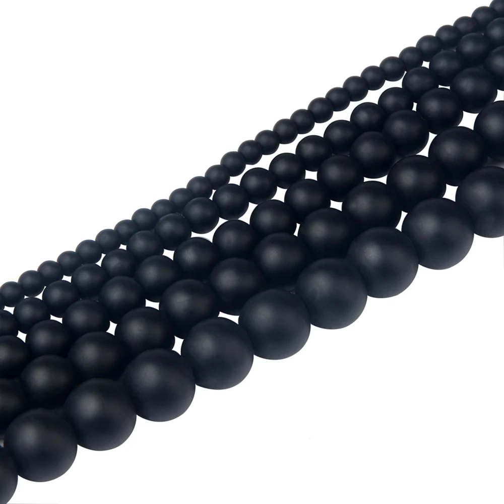 Wholesale Round Dull Polish Glass Black Matte Beads for Jewelry Making 4MM 6MM 8MM 10MM 12MM