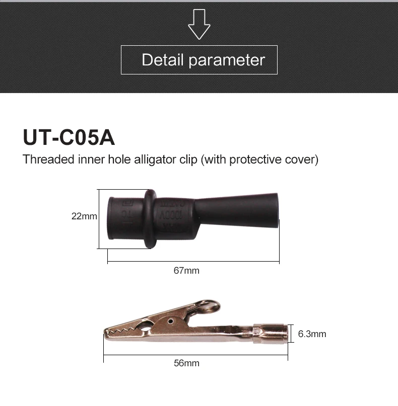 1 Paar UNI-T Alligator Clip Krokodil Elektrische Multimeter Tester Probe Door Gat M4 Schroefdraad Boring Met Protector