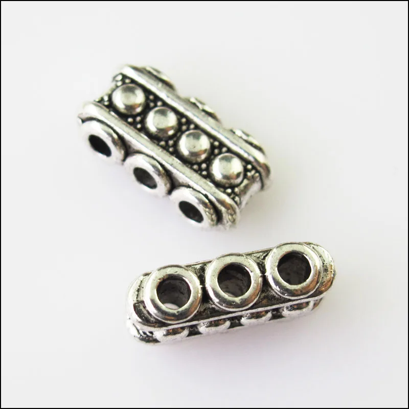 16Pcs Antiqued Silver Color 3-3Holes Spacer Beads Bars Charms Connectors 7.5x15mm