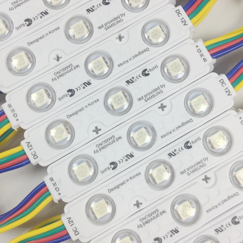 100pcs/lot LED Injection 5050 RGB LED Module 1.5W 12V waterproof  Color changeable led modules lighting for backlight