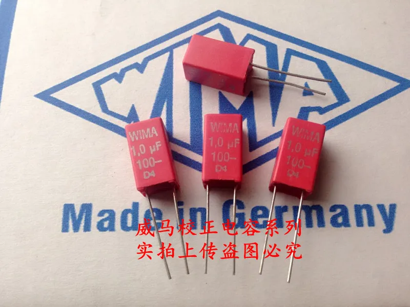 

2020 hot sale 10pcs/20pcs New red WIMA MKS2 100V1.0uF/1.0f/1u0/105/1uF P: 5mm new store promotion Audio capacitor free shipping