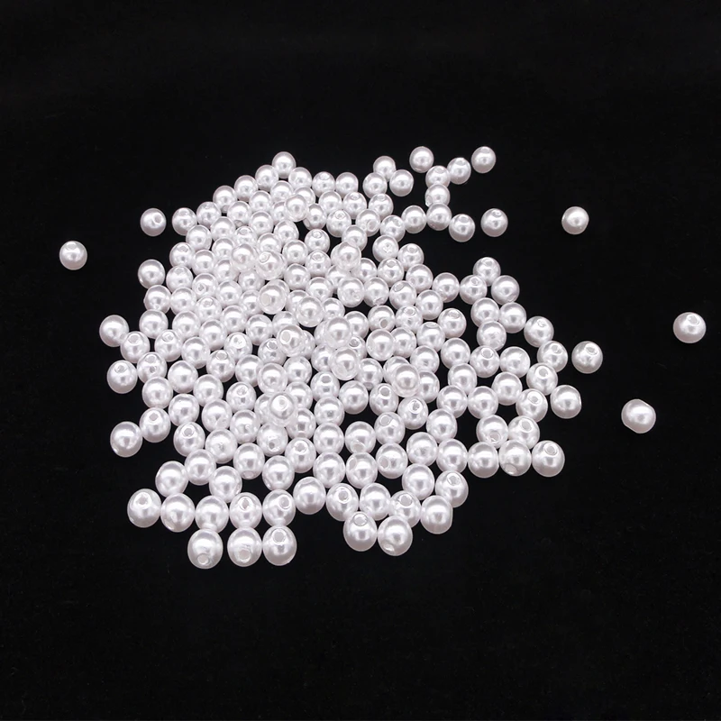 3-25mm Dia Straight Hole White Color Imitation Pearls Beads Round Loose Beads DIY Bracelet Necklace Jewelry Making  Accessories