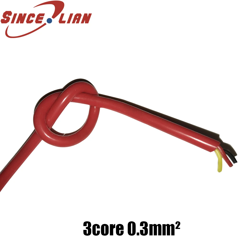 10M Red Ultra-Soft Silicone Motor lead Wire High Temperature 3 core Waterproof Oil resistant 0.3 Square tinned copper Cable