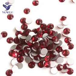 YANRUO 2058NoHF Dark Siam Non Hot-Fix Rhinestone Glass Stones Garnet Crystal Glue On loose Crystal For Wedding Dresses