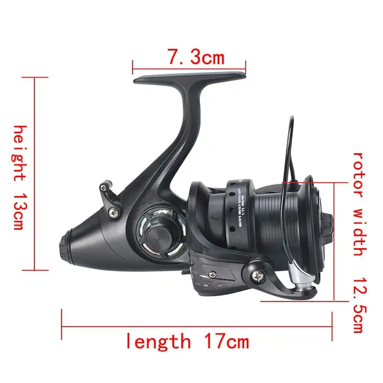 Lizard Fish Karpfenangel-Feederrolle, lange Surf-Casting-Rolle mit Metallspule, Bootsrolle für Links- und Rechtshänder, Salzwasser-Spinnrolle – Detail 1