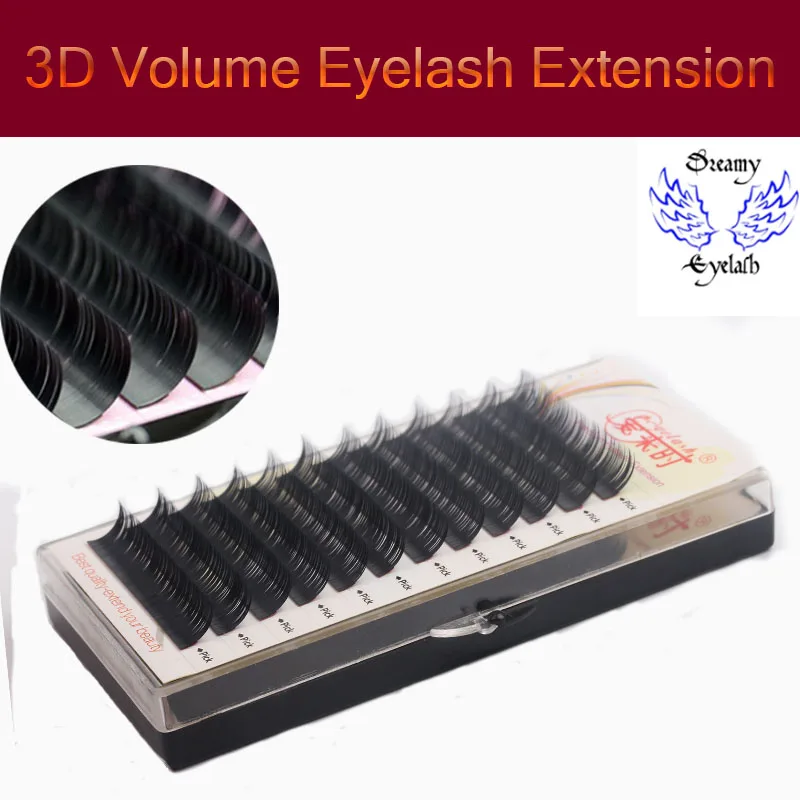 All Sizes 12 Lines/Tray 3D Eye Lashes Natural Long Eyelash Soft Individual Eyelashes Extensions Makeup Lashes with Free shipping