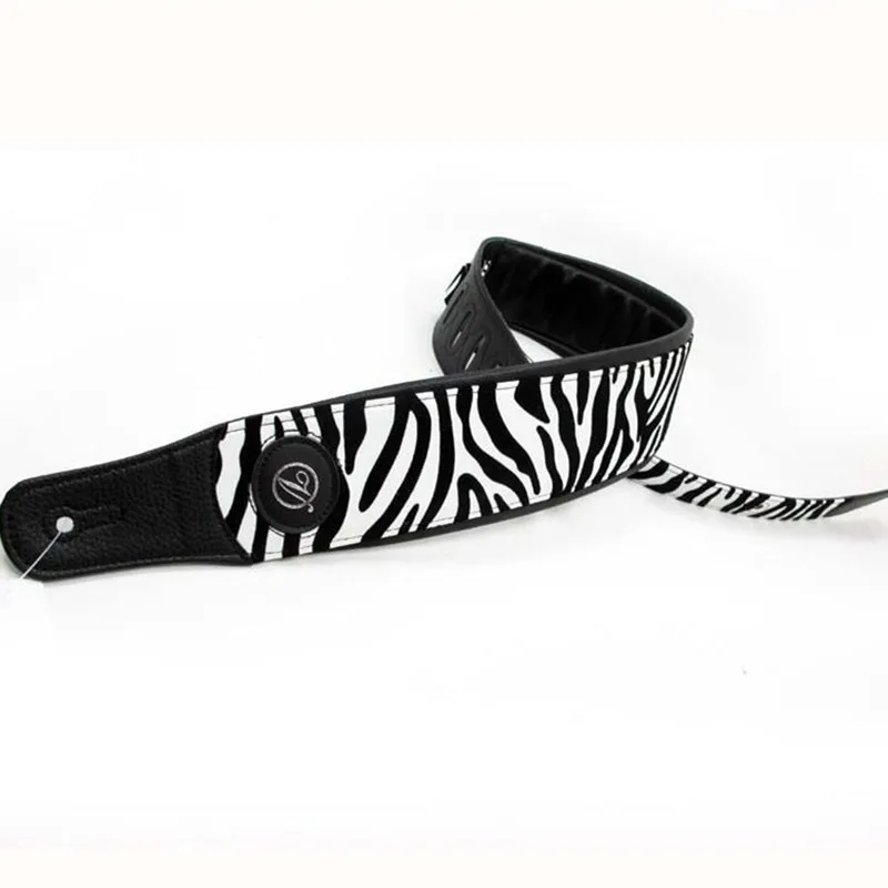 A Leopard Print Limited Edition Leather Guitar Strap Electric Bass Strap Suspenders Black White Musical Instrument Accessories