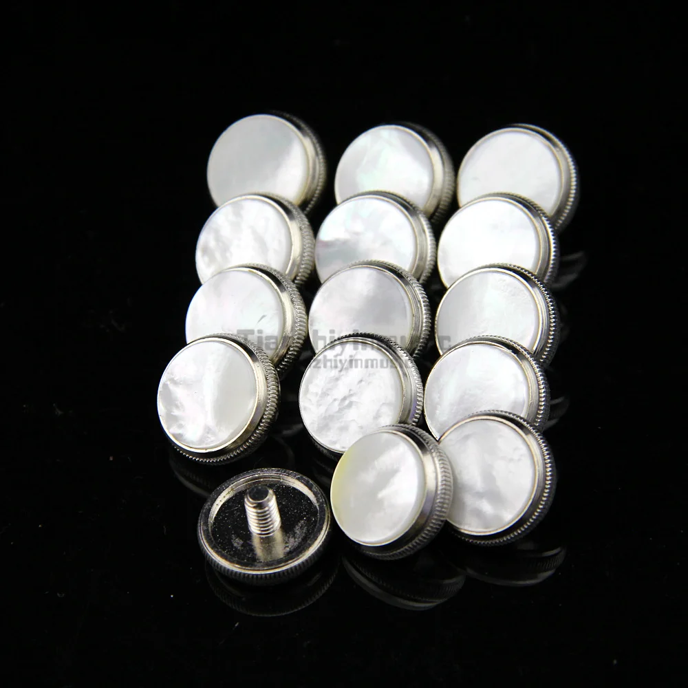 

5set=15 pcs trumpet finger button pearl set real abalone shell flashing/pearl