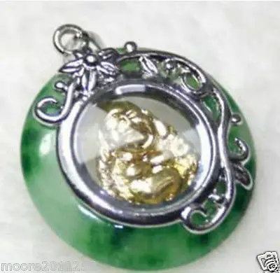 Selling 10pc New lovely green gem Yellow buddha rotatable charm pendant、