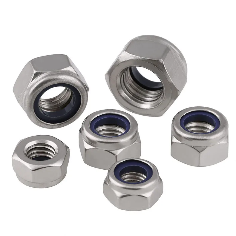 500pcs DIN985 M3 Hex Nylon Insert Lock Nuts 304 Stainless Steel A2-70 Nylon Self Locking Nut Slip Locknuts Rivnuts