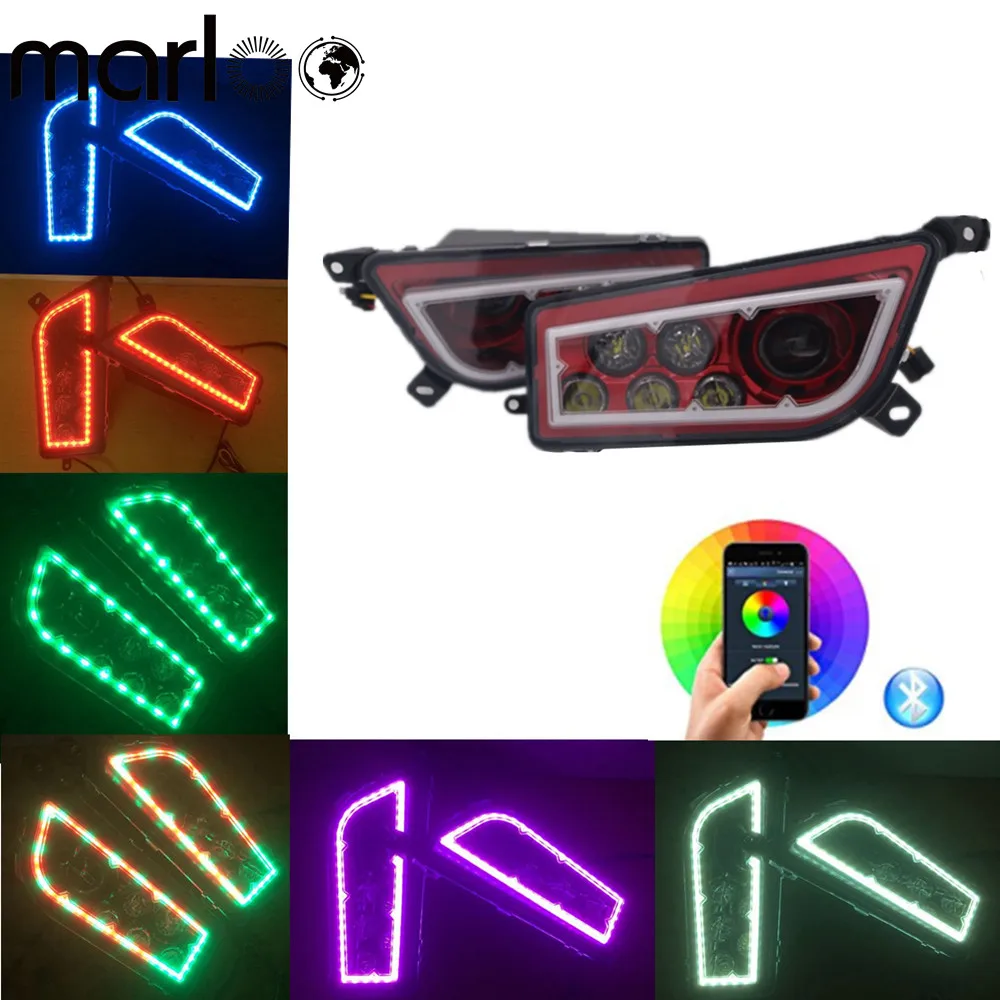 ATV UTV Accessories Led Headlights For Polaris RZR 1000 Bluetooth App RGB Chasing Halo Ring Headlight For Polaris RAZOR XP TURBO