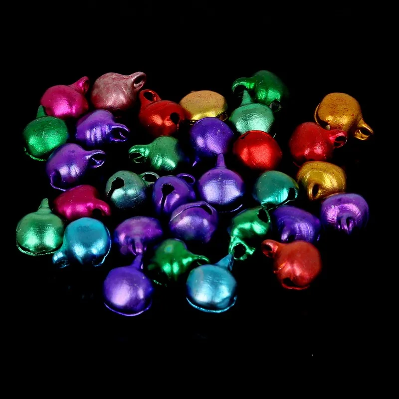 6MM 200Pcs Mix Colors Loose Beads Small Jingle Bells Festival Party Decoration/Christmas Tree Decorations/DIY Crafts Accessories