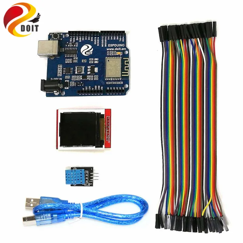 DOIT WiFi Starter Kit for IoT, ESPduino Development board,1.44'' inch LCD Module, DHT11 Temperature/ Humidity Sensor DIY