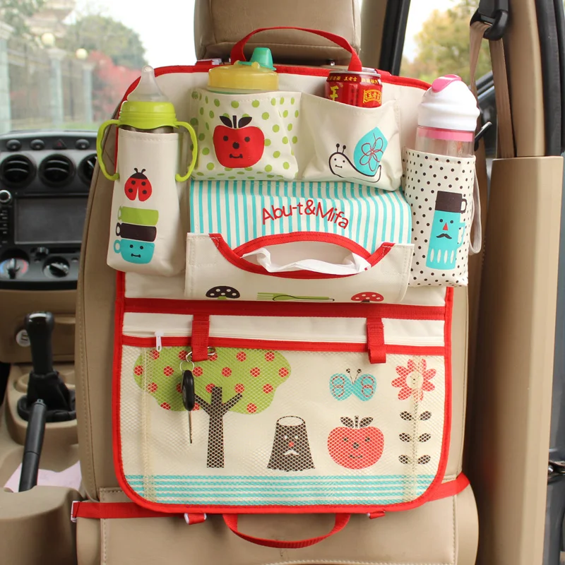 Cute Cartoon Lion Car Organizer Seat Back Storage Bag Hanging Stowing Tidying Baby Kids Travel Universal Auto Multi-pocket Bag