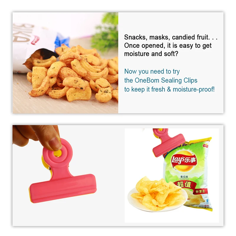 8 Teile/los Multifunktions Tasche Chip Clips, Frische Lebensmittel Clips, Foto Datei Klemmen, Verschiedene Farben Luft Engen Dichtung Griff für Küche Dichtung – Detail 12