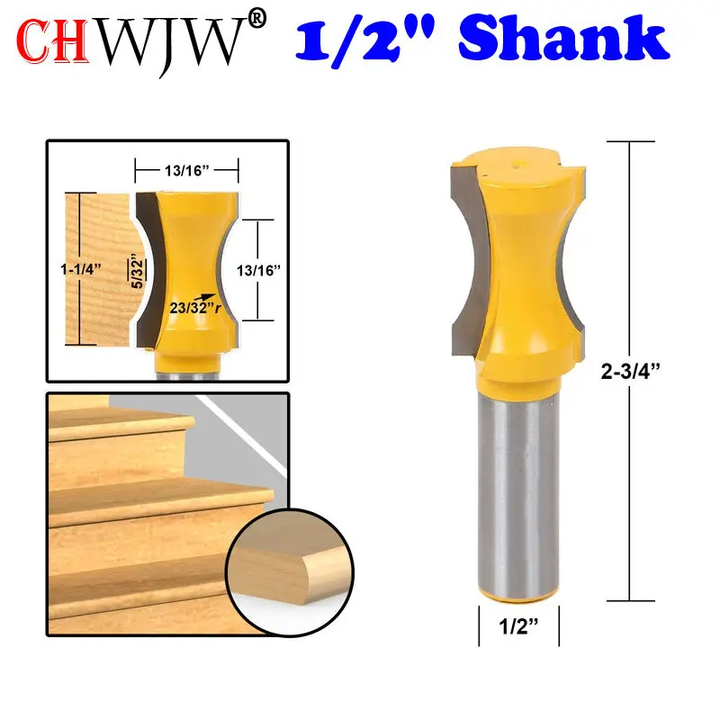 

1pc 1/2" Shank 23/32" Radius Convex Column/Face Molding Router Bit Line knife Door knife Tenon Cutter for Woodworking Tools