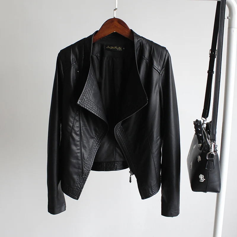 Leather Jacket Women Spring Autumn Clothing Slim Motorcycle PU Leather Jacket Women Leather Coat Short Zipper 2030