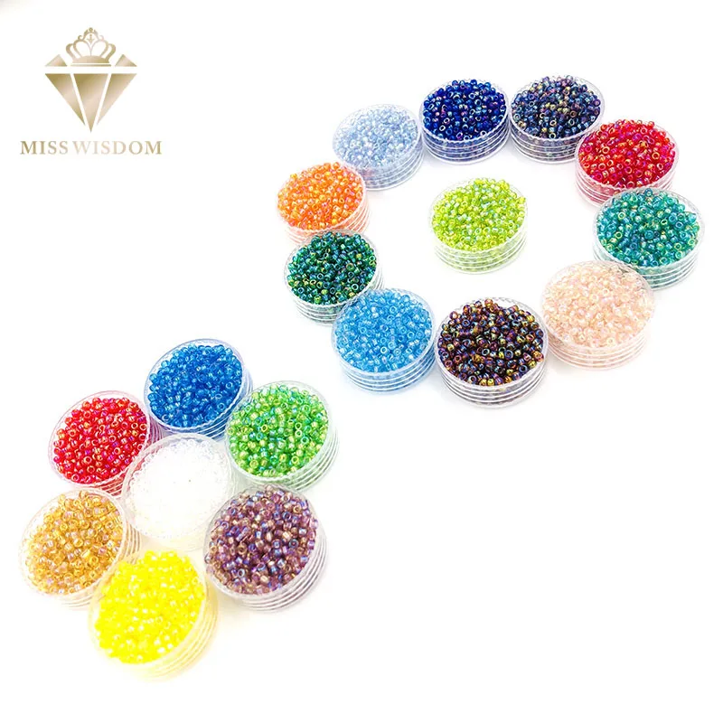 New Support wholesale 2mm 10g/pack glass transparent color garment Beads 19 colors crystal seed beads DIY crafts accessories