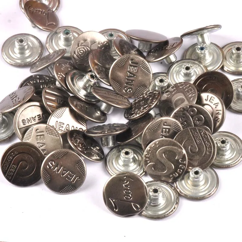 20Pcs/Set 20MM random mixed Metal Button High Quality silver Jean Buttons Mixed Button Clothing Accessories cp2172