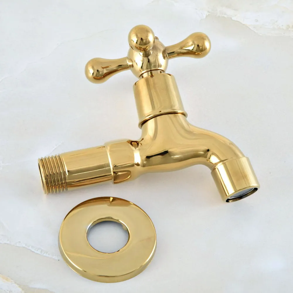 Gold Color Brass Single Cross Handle Wall Mount Bathroom Mop Pool Faucet /Garden Water Tap / Laundry Sink Water Taps mav142