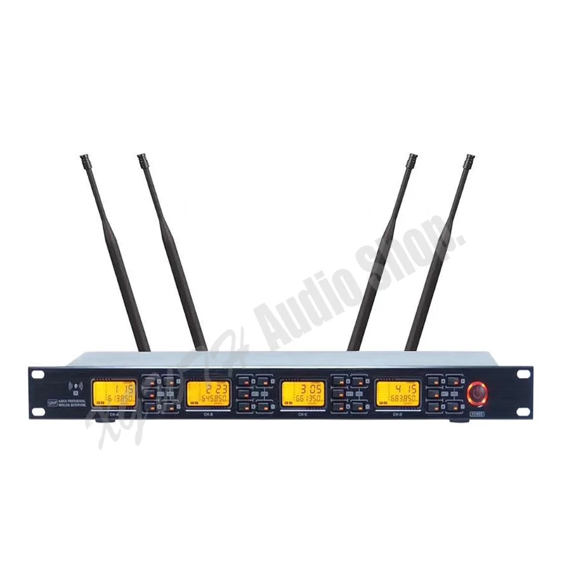 SISTEMA DE MICRÓFONO INALÁMBRICO Digital UHF de 4 canales, conjunto de transmisor y receptor de conferencia con cuello de cisne, micrófono profesional