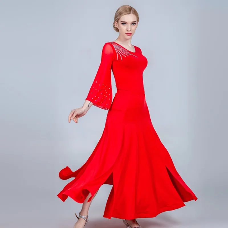 ballroom dance skirt women flamenco skirt ballroom dress standard social dress waltz skirt dance wear women spanish dress red