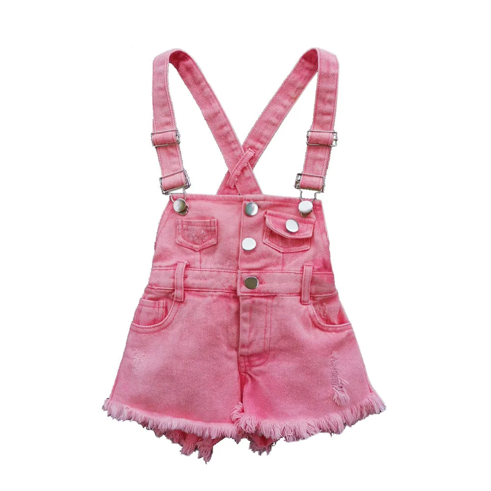 2-11T Summer Children Kids Little Girls Romper Shorts Denim Overalls Shortalls Jeans Cotton Denim Bib Shorts Rompers