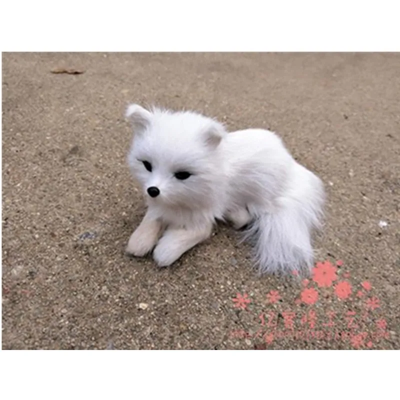 Plush Toys Simulated Animal Fox Model Ornaments Cartoon Pet Baby Mini White Fox Fascinating Gift for Children Desktop Decoration