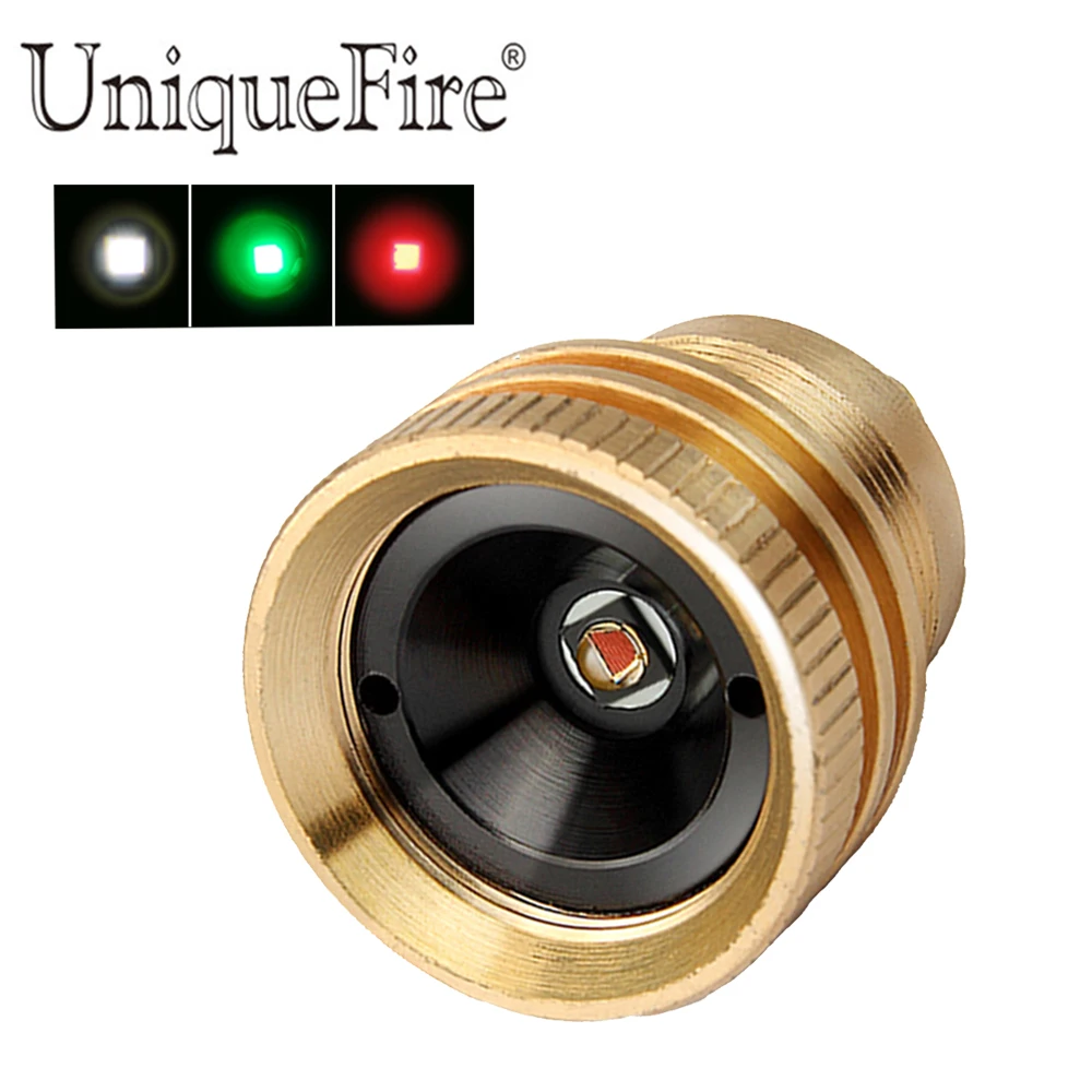 UniqueFire قطرة في UF-1508 XPE LED حبة Led النحاس 3 وضع تعمل مصباح حامل ، الأخضر/الأحمر/الضوء الأبيض