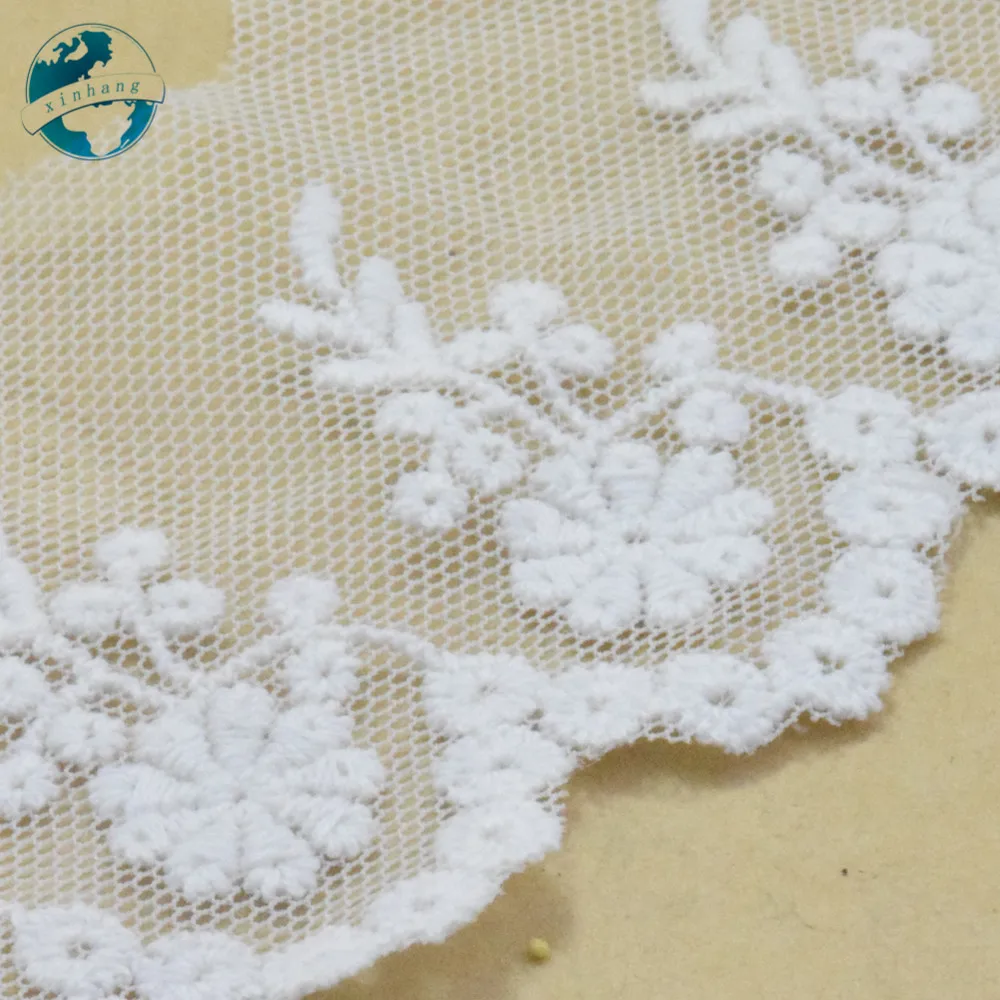 5cm Width White Cotton Embroided Lace Ribbon Guipure Trim DIY Wedding Accessories Dolls African French Lace Applique#2895